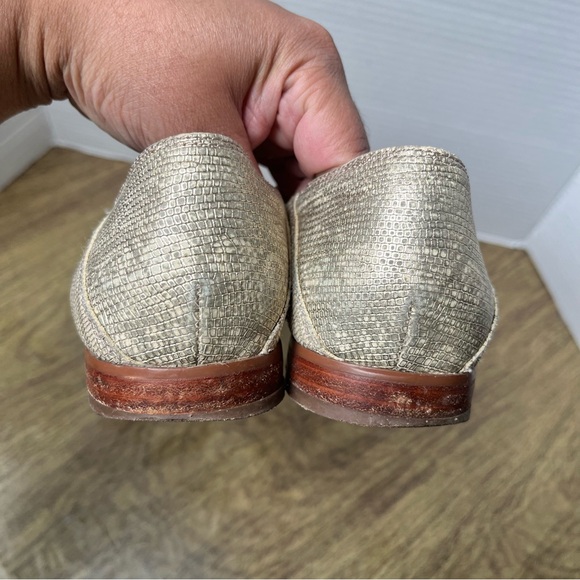 Franco Sarto Kristin Leather Sparkly Metallic Gold Snakeskin Loafers Size 8.5 - Picture 7 of 12